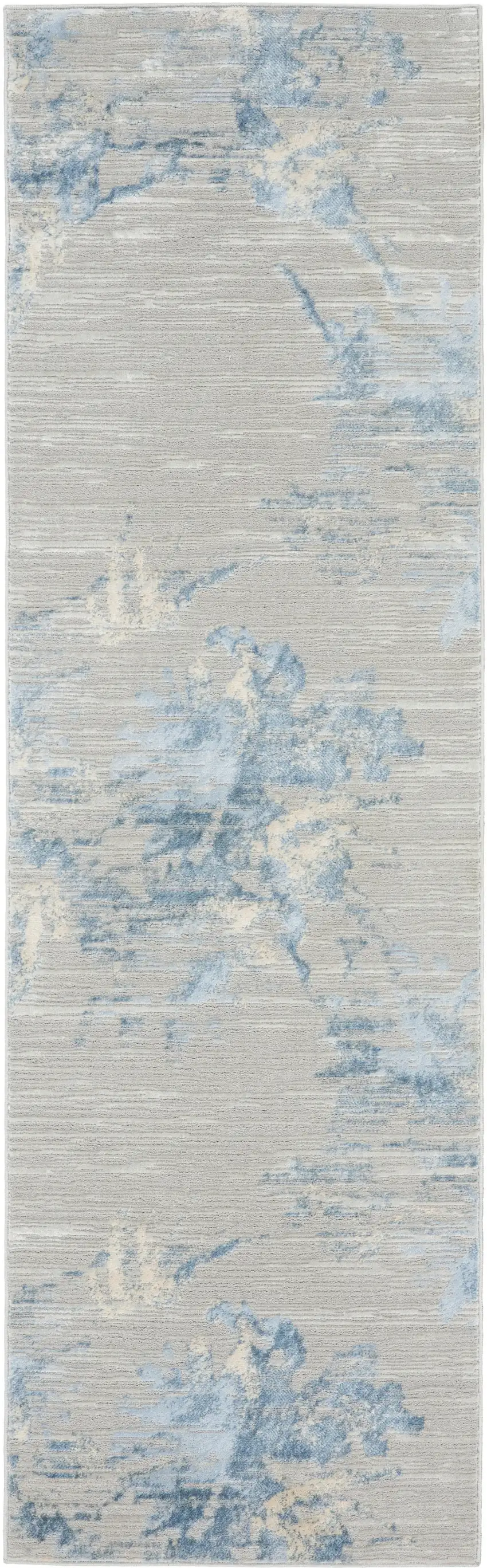 7' Gray Floral Power Loom Runner Rug Photo 6