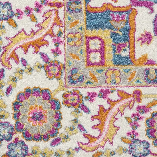 10' Gray Floral Power Loom Runner Rug Photo 3