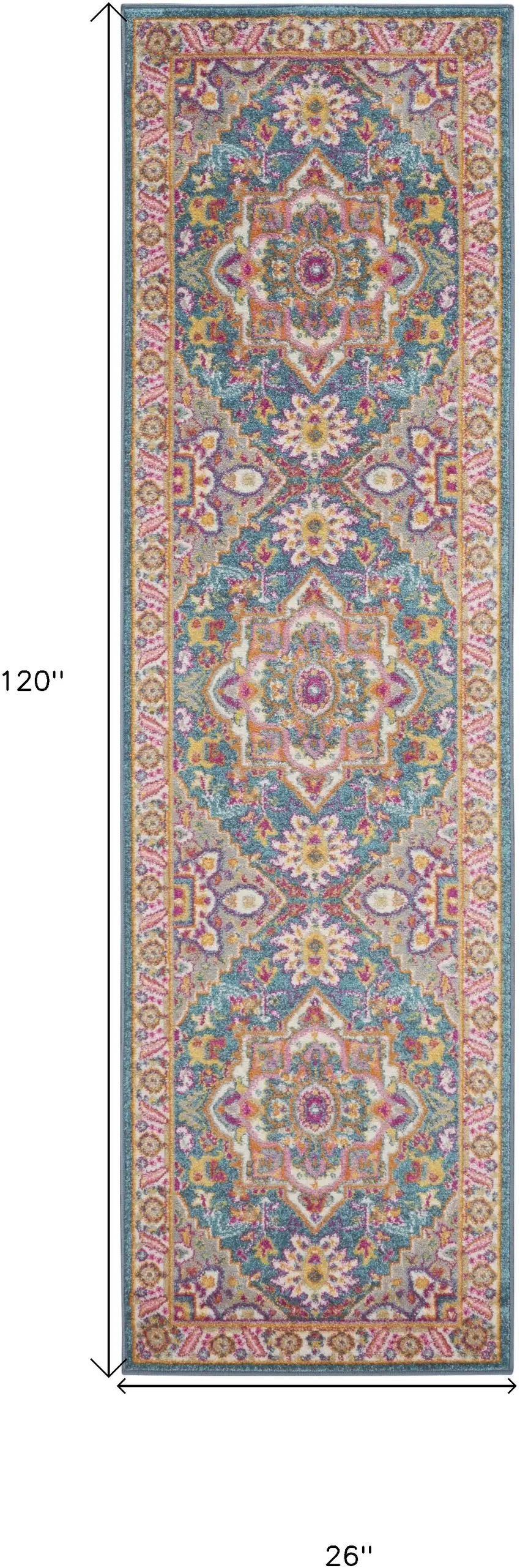 10' Gray Floral Power Loom Runner Rug Photo 8