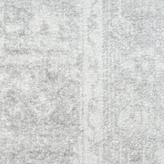 8' Gray Floral Power Loom Worn Faded Runner Rug Photo 3