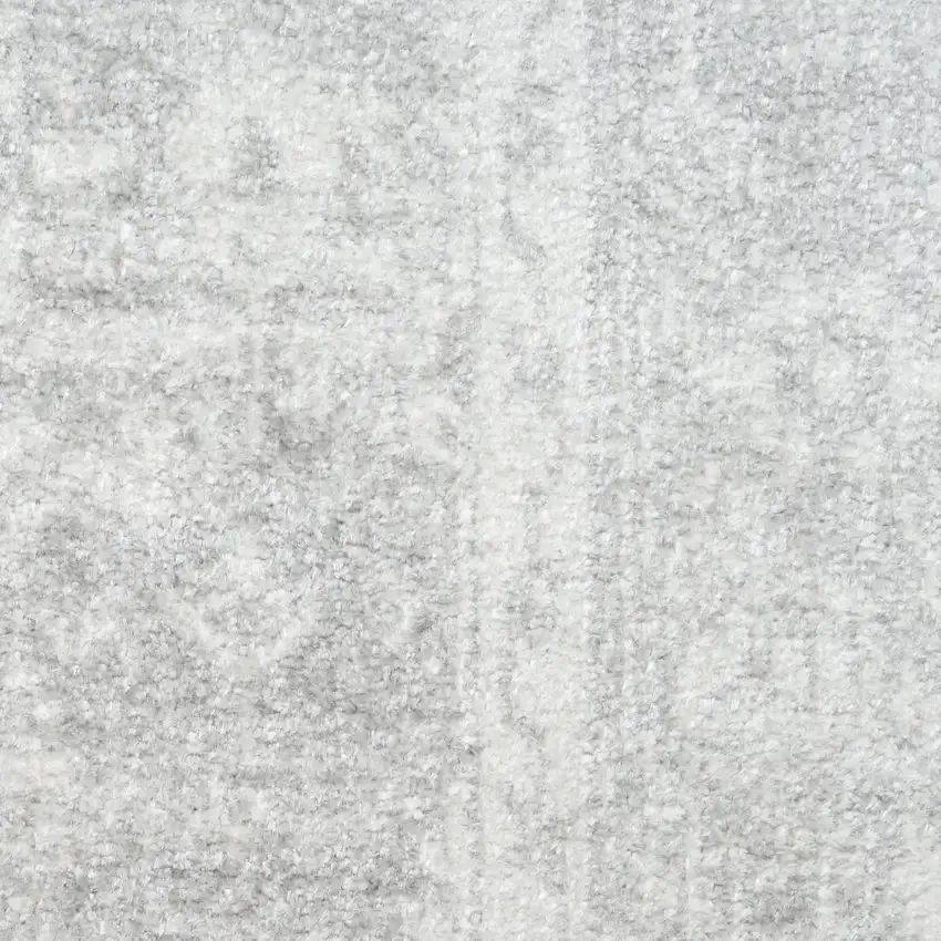 8' Gray Floral Power Loom Worn Faded Runner Rug Photo 3