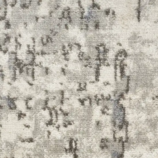 6' Gray Floral Runner Rug Photo 4