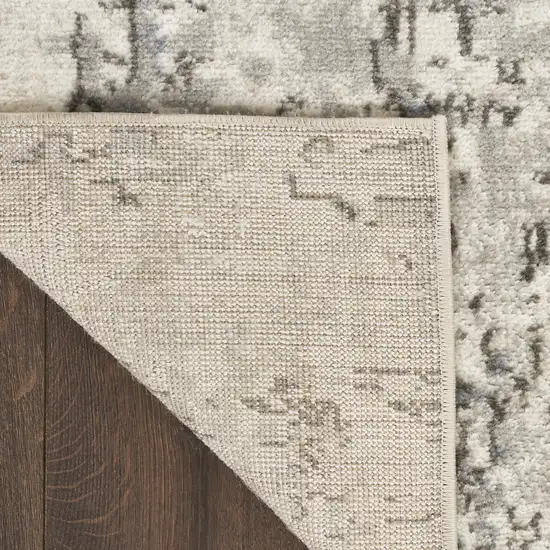 6' Gray Floral Runner Rug Photo 9