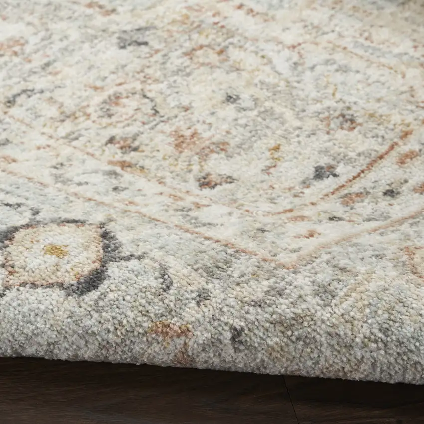 6' Gray Floral Worn Faded Runner Rug Photo 6