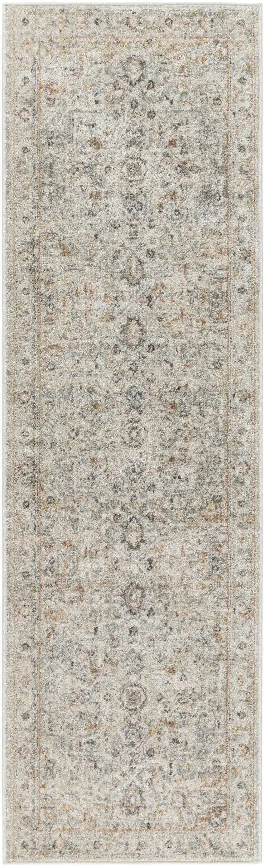 6' Gray Floral Worn Faded Runner Rug Photo 2