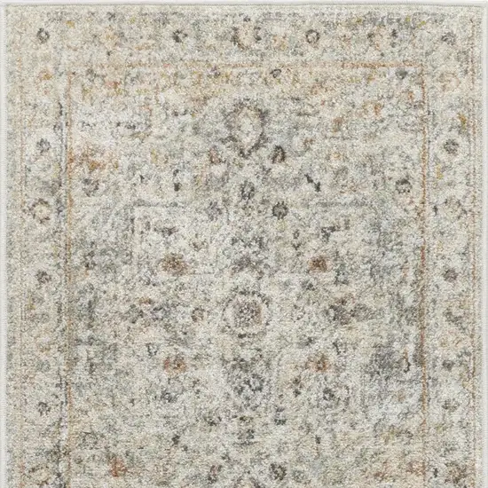 6' Gray Floral Worn Faded Runner Rug Photo 3