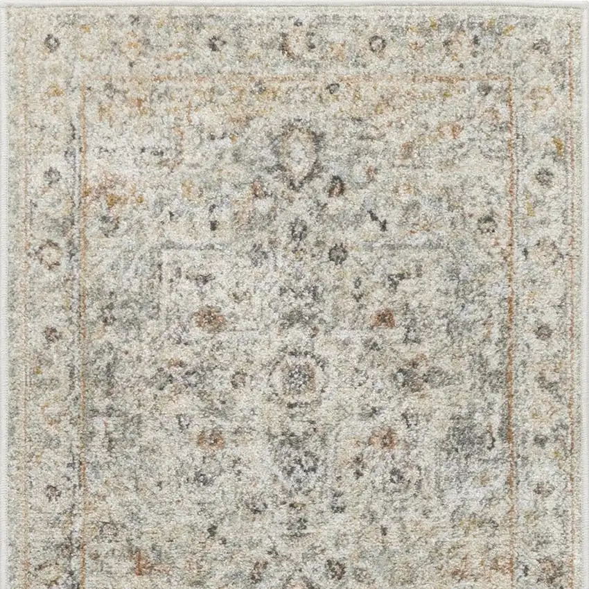 6' Gray Floral Worn Faded Runner Rug Photo 3