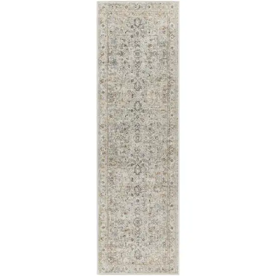 6' Gray Floral Worn Faded Runner Rug Photo 4