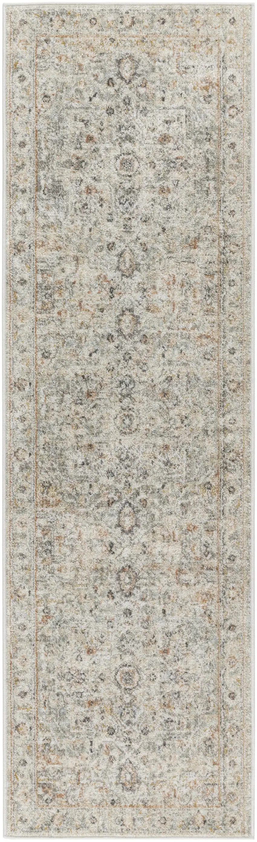 6' Gray Floral Worn Faded Runner Rug Photo 4