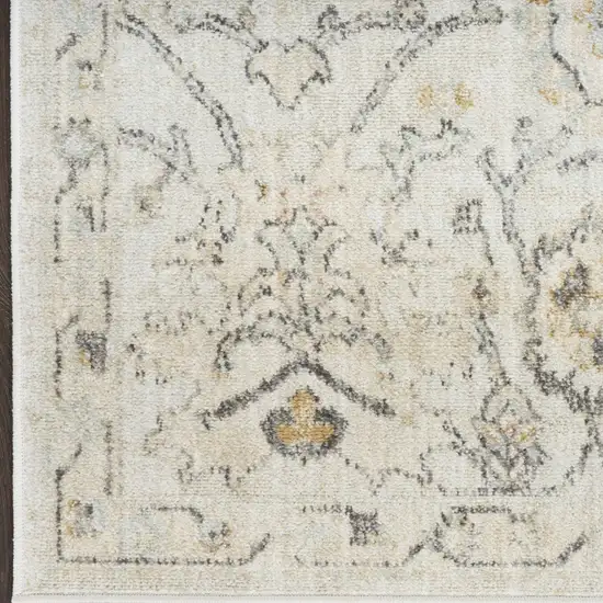 6' Gray Floral Worn Faded Runner Rug Photo 6