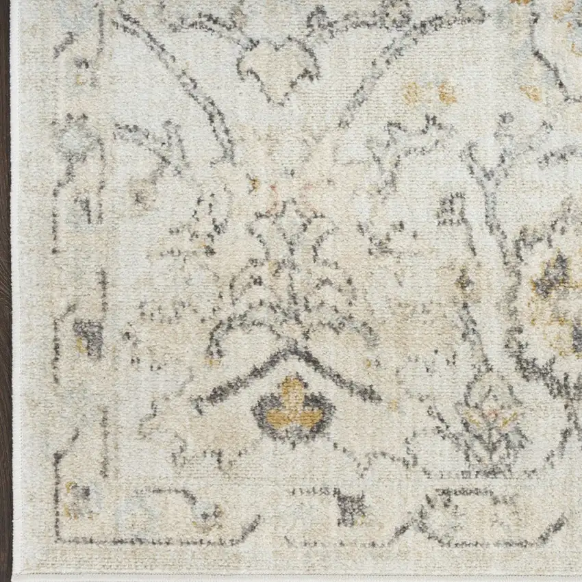 6' Gray Floral Worn Faded Runner Rug Photo 6