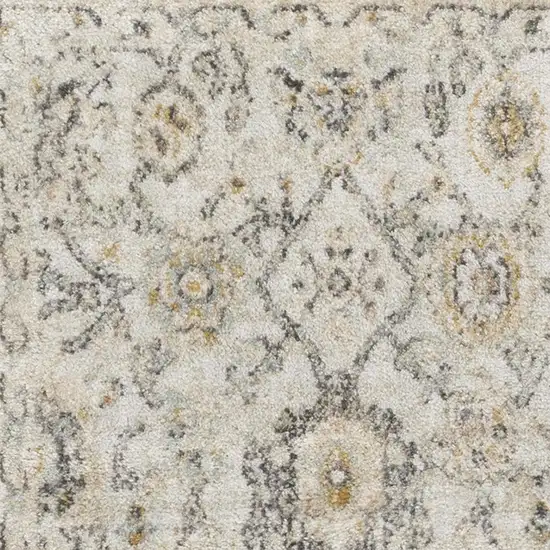 6' Gray Floral Worn Faded Runner Rug Photo 3