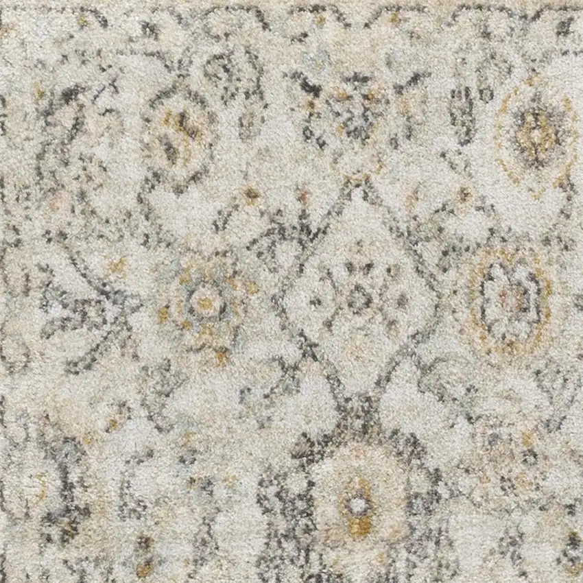 6' Gray Floral Worn Faded Runner Rug Photo 3