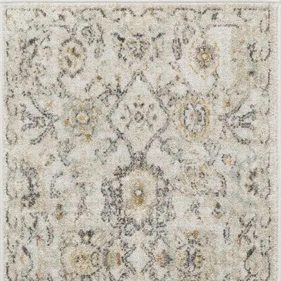 6' Gray Floral Worn Faded Runner Rug Photo 4