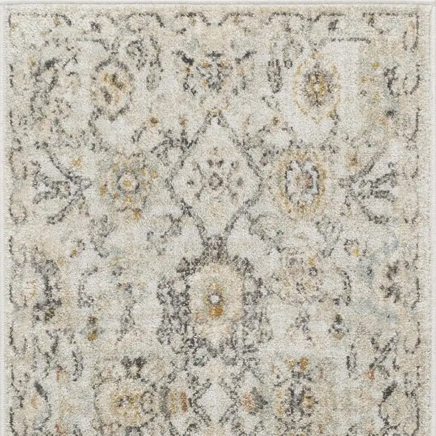 6' Gray Floral Worn Faded Runner Rug Photo 4