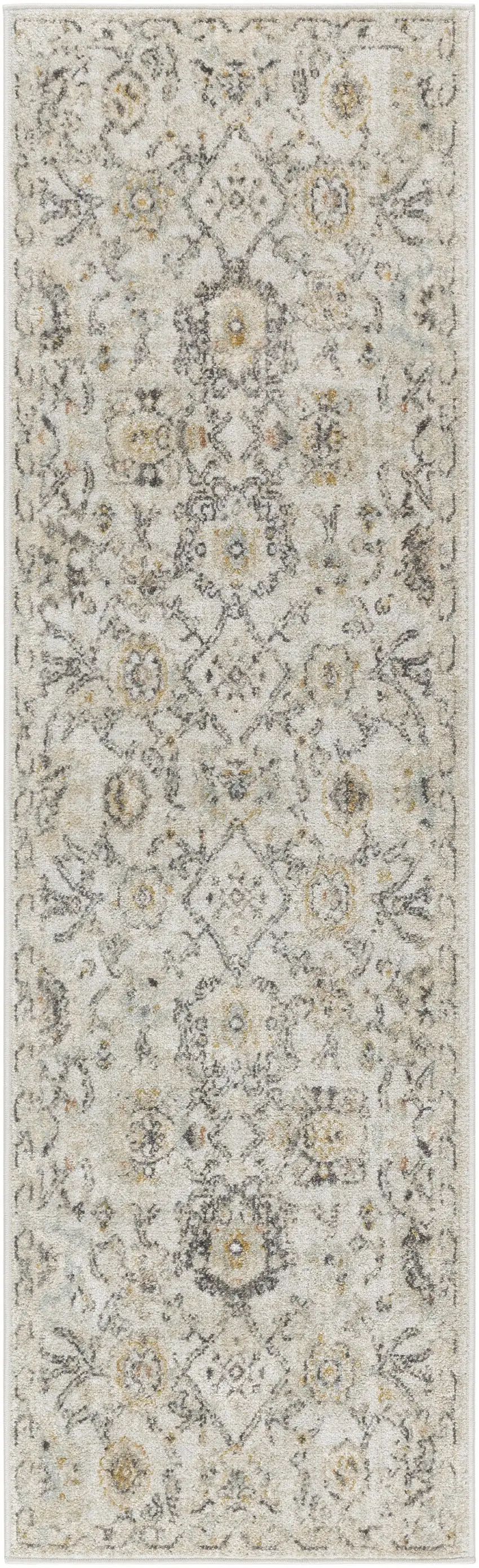 6' Gray Floral Worn Faded Runner Rug Photo 2