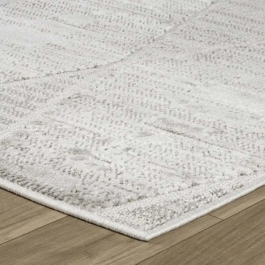8' Gray Geometric Distressed Area Rug Photo 4
