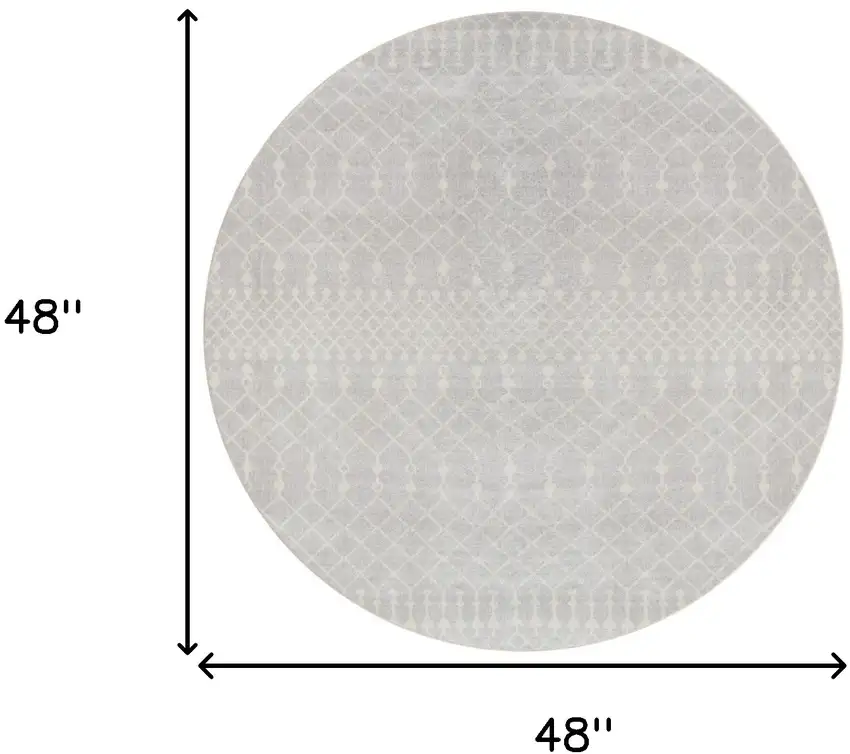 4' Gray Geometric Power Loom Round Rug Photo 3