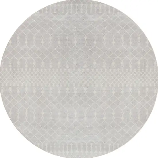 4' Gray Geometric Power Loom Round Rug Photo 4