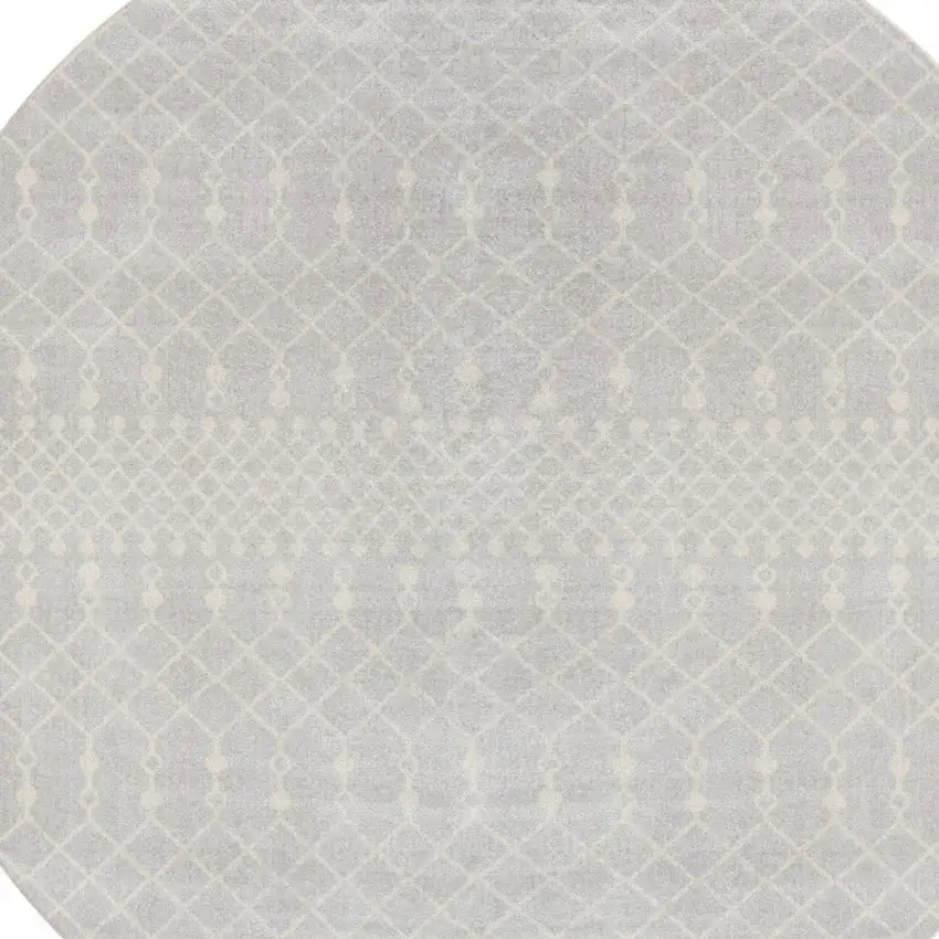 4' Gray Geometric Power Loom Round Rug Photo 6