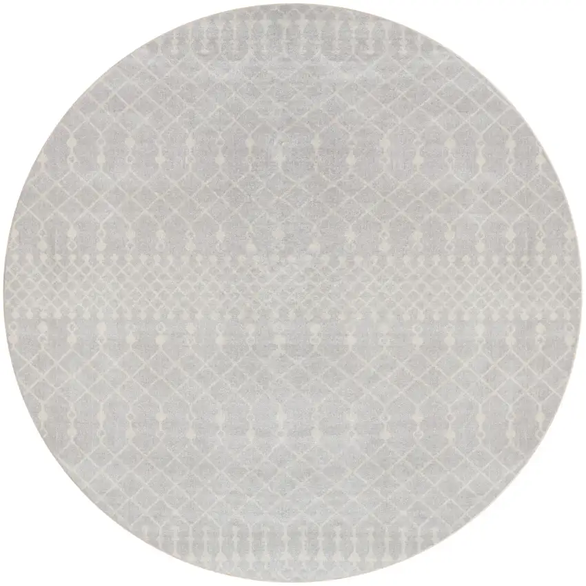 4' Gray Geometric Power Loom Round Rug Photo 2