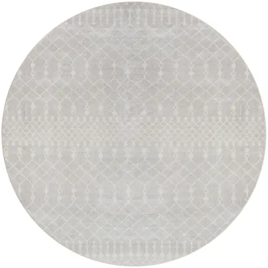 5' Gray Geometric Power Loom Round Rug Photo 1