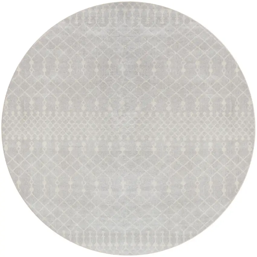 5' Gray Geometric Power Loom Round Rug Photo 1