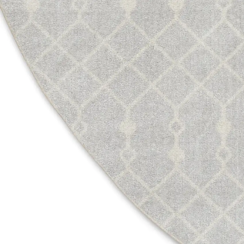 5' Gray Geometric Power Loom Round Rug Photo 8