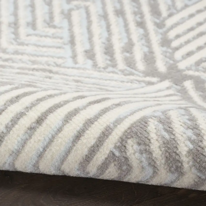 6' Gray Geometric Power Loom Runner Rug Photo 8