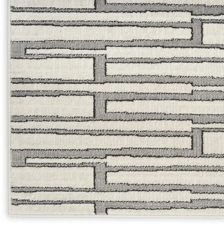 6' Gray Geometric Power Loom Runner Rug Photo 9