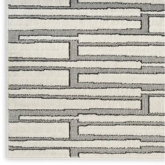 6' Gray Geometric Power Loom Runner Rug Photo 9