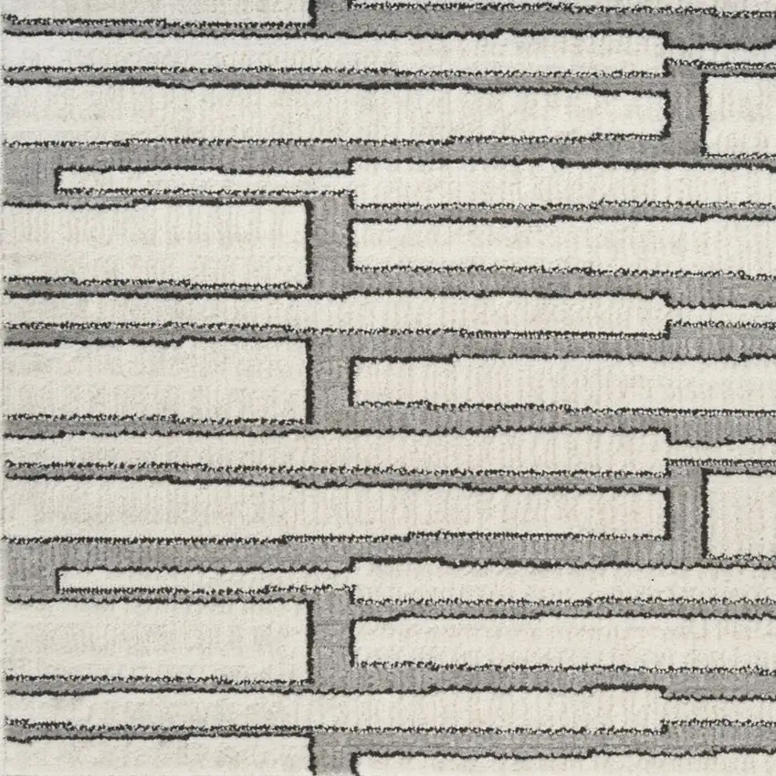 6' Gray Geometric Power Loom Runner Rug Photo 4