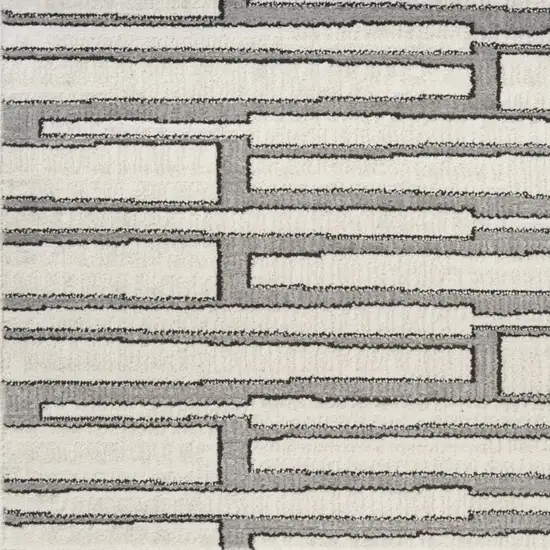 6' Gray Geometric Power Loom Runner Rug Photo 4