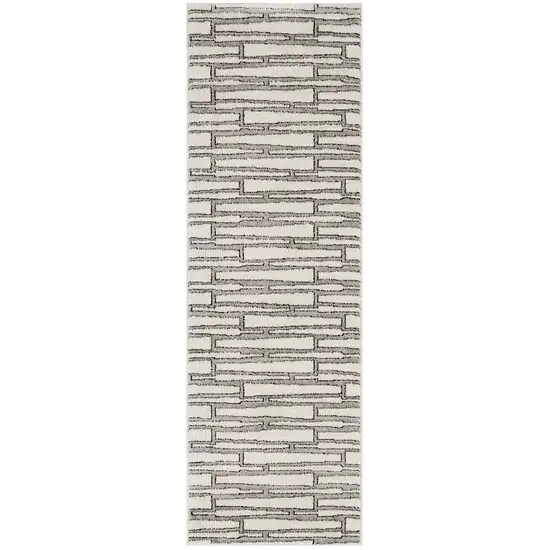 6' Gray Geometric Power Loom Runner Rug Photo 2