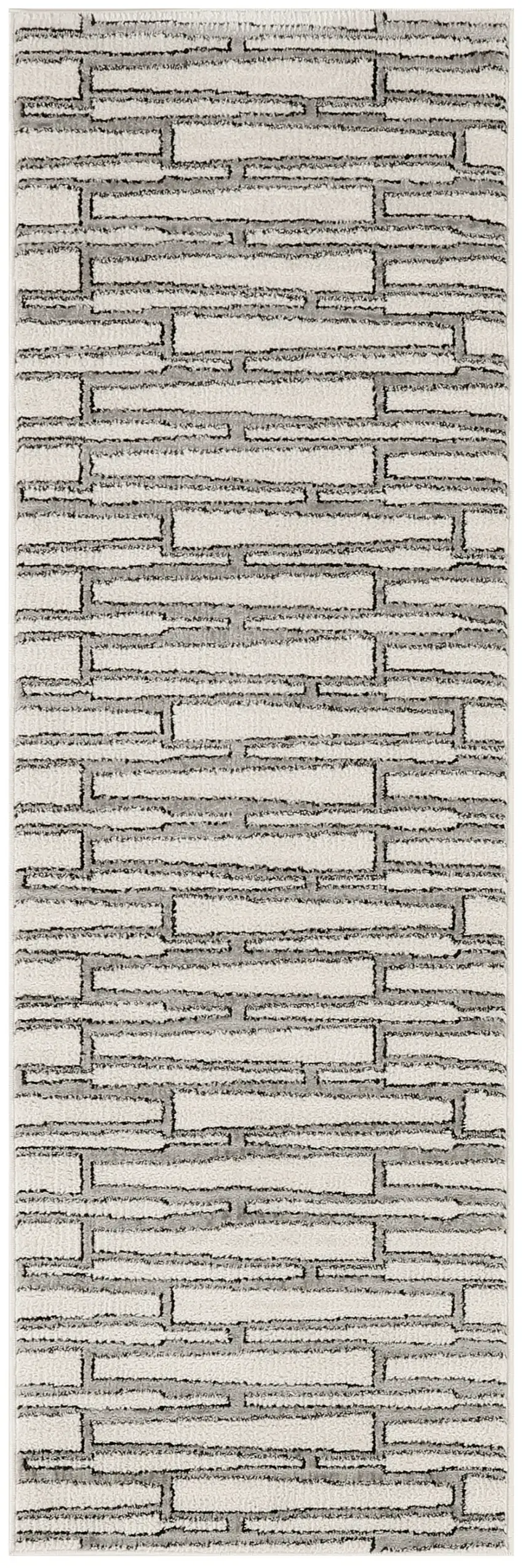 6' Gray Geometric Power Loom Runner Rug Photo 2