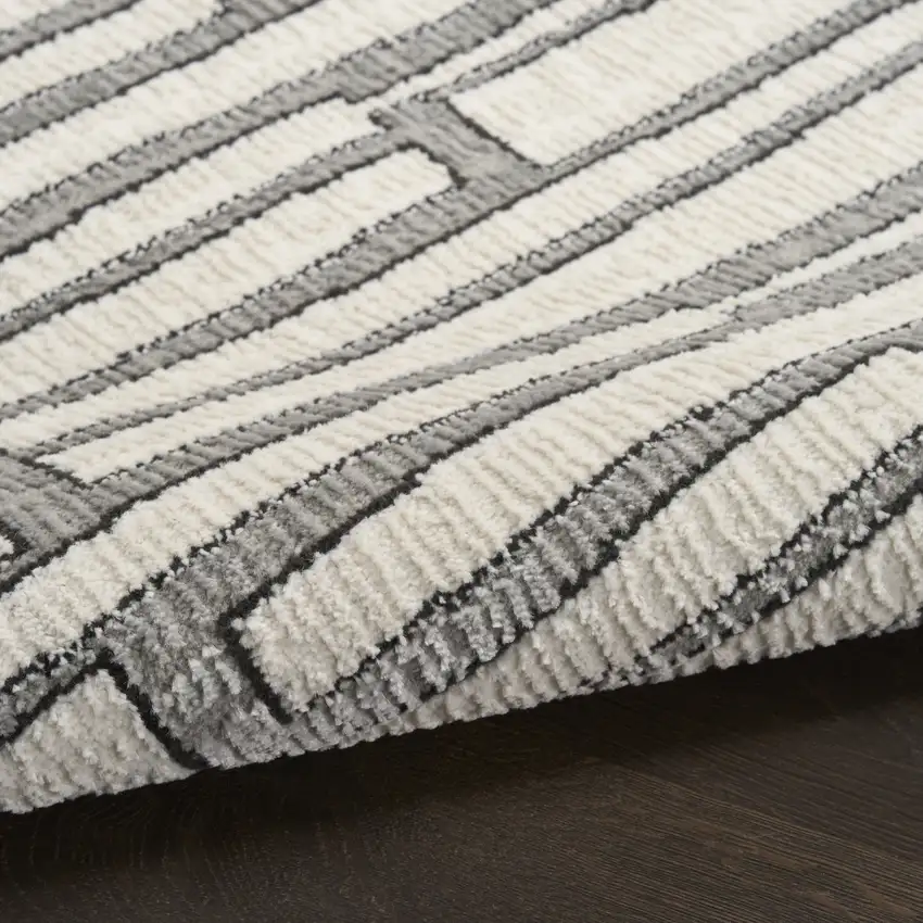 6' Gray Geometric Power Loom Runner Rug Photo 8