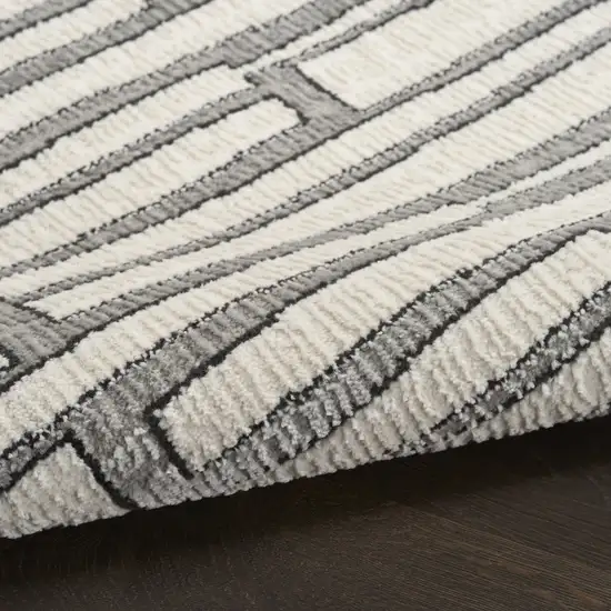 6' Gray Geometric Power Loom Runner Rug Photo 8