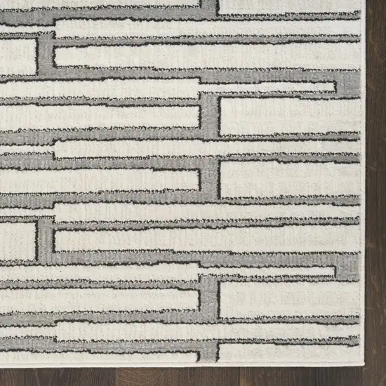 6' Gray Geometric Power Loom Runner Rug Photo 5