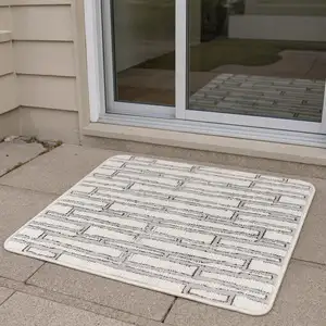 Photo of 6' Gray Geometric Power Loom Runner Rug