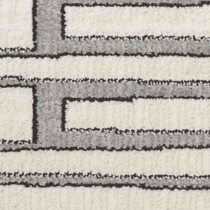 6' Gray Geometric Power Loom Runner Rug Photo 7