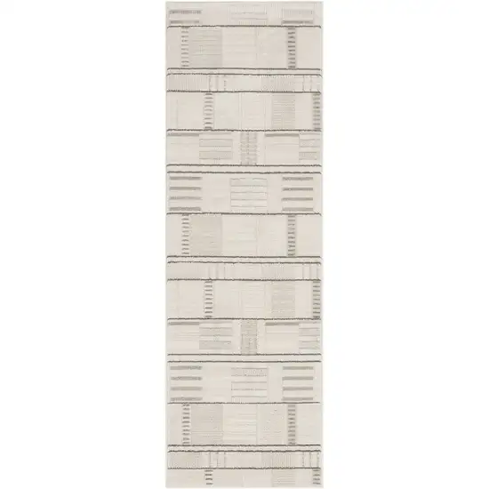 6' Gray Geometric Power Loom Runner Rug Photo 4