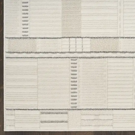 6' Gray Geometric Power Loom Runner Rug Photo 7