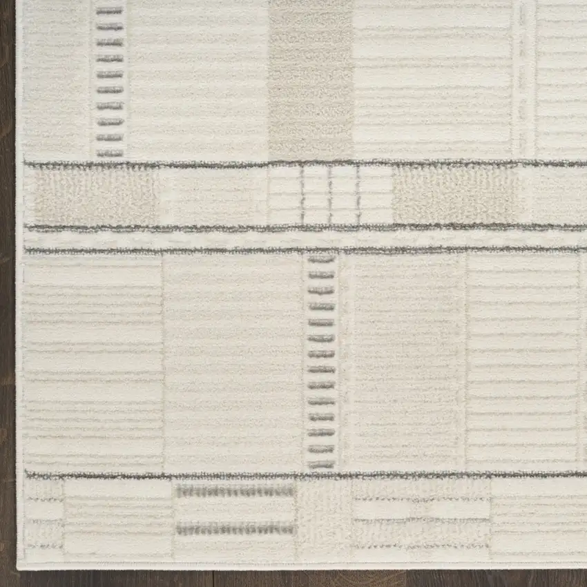 6' Gray Geometric Power Loom Runner Rug Photo 7
