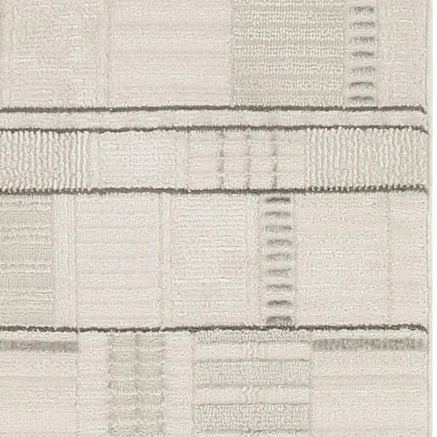 6' Gray Geometric Power Loom Runner Rug Photo 3