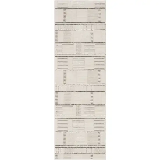 6' Gray Geometric Power Loom Runner Rug Photo 2