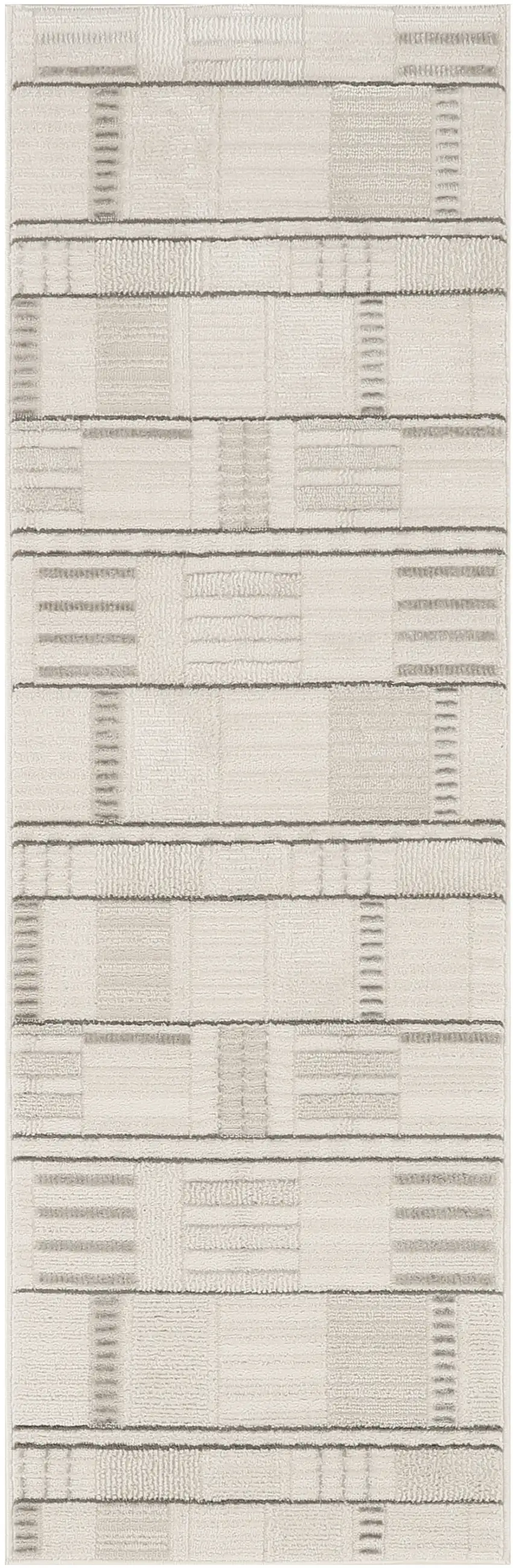 6' Gray Geometric Power Loom Runner Rug Photo 2