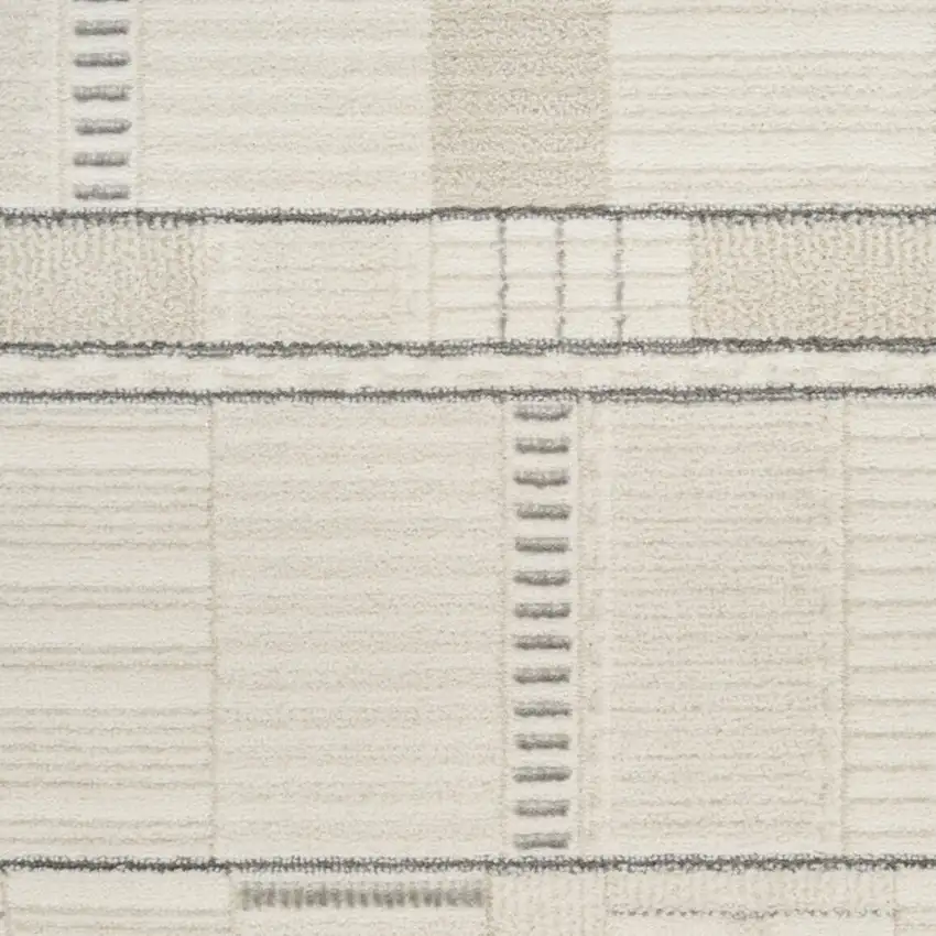 6' Gray Geometric Power Loom Runner Rug Photo 6