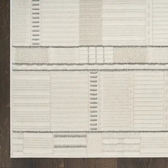 6' Gray Geometric Power Loom Runner Rug Photo 8