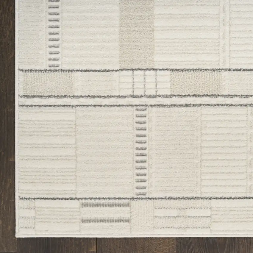 6' Gray Geometric Power Loom Runner Rug Photo 8