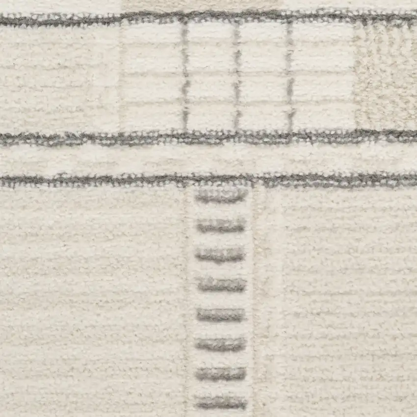 6' Gray Geometric Power Loom Runner Rug Photo 9